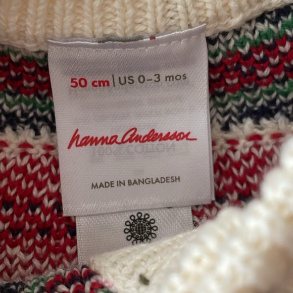 Hanna Anderson | Fair Isle Christmas Knit Romper, 0-3 months - Picture 3 of 3
